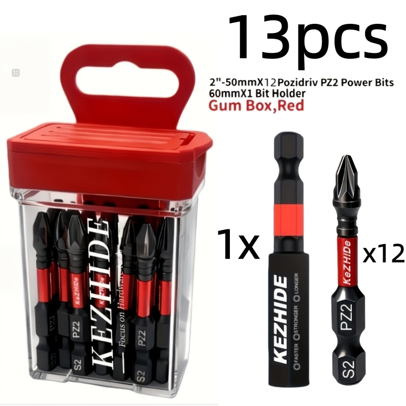 TEMU Juego de cabezales de destornillador Phillips de grado industrial, diseño estándar de acero S2 de 50 mm resistente al desgaste, cabezal de