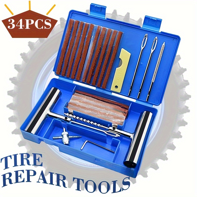 Kit repara-pinchazos coche completo: con compresor, herramientas y parches.
