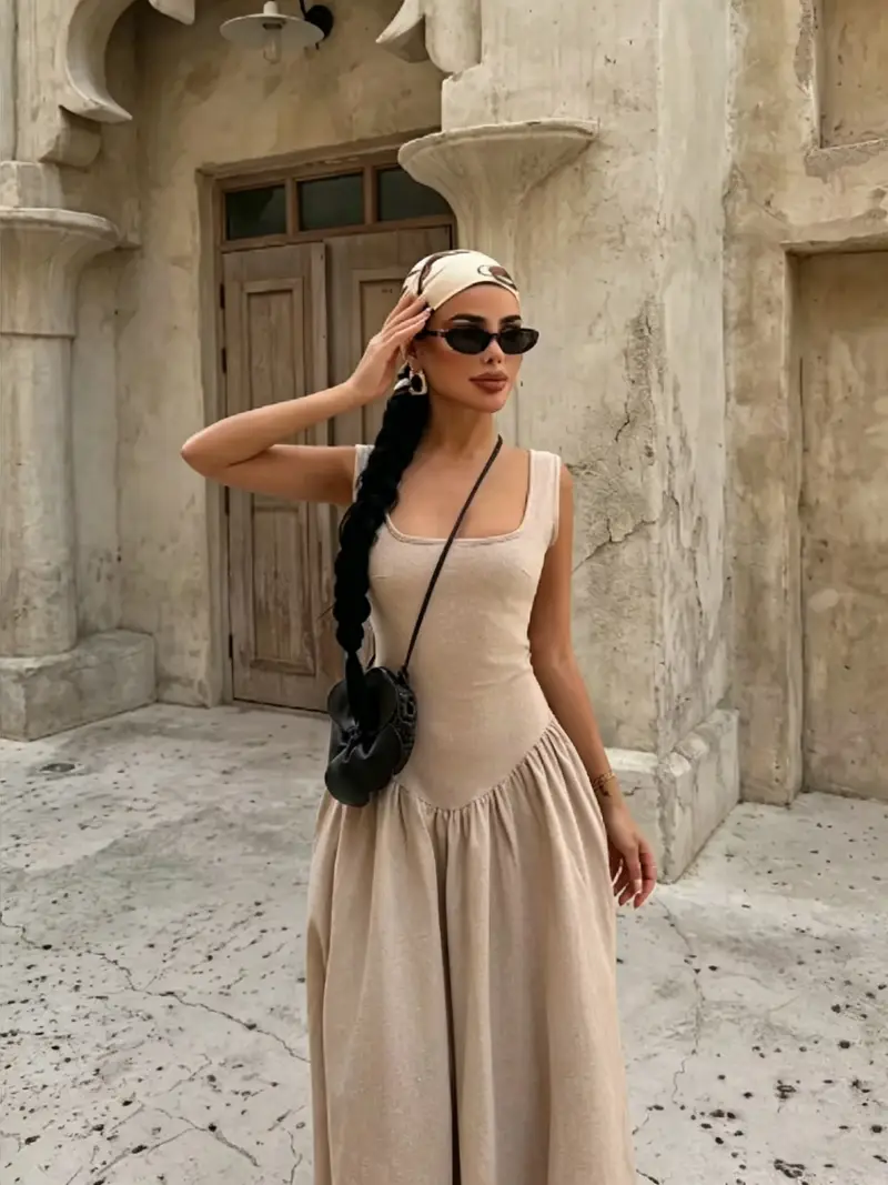 open back zipper dress Sleeveless Open Back Maxi Dress with Zip Back