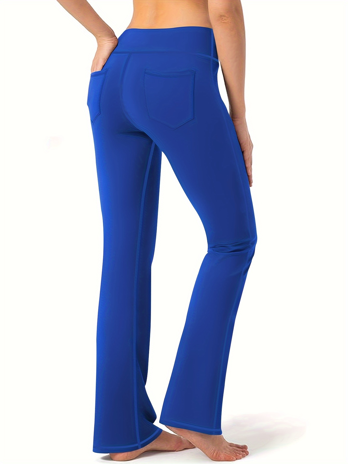 womens plus size high waisted flare pants side Temu