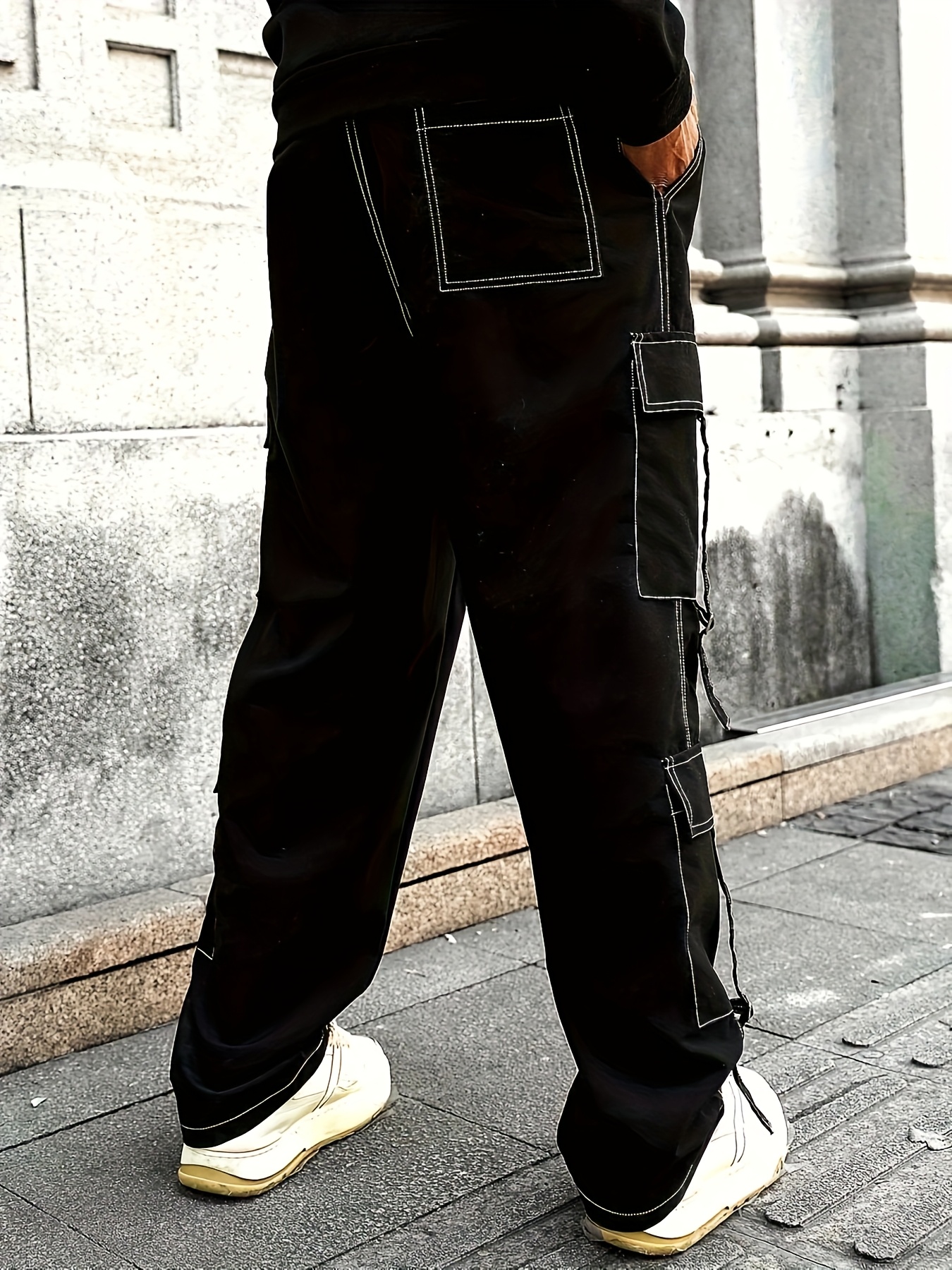 plus size men's cargo pants casual streetwear multiple