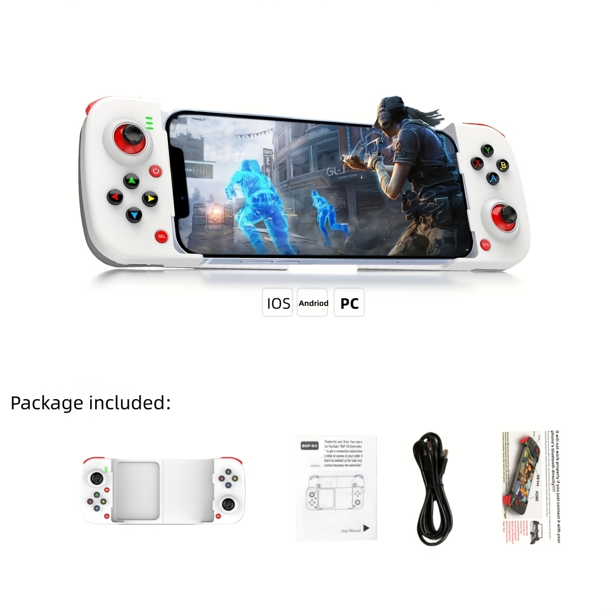 TEMU Wireless Gamepad For Iphone/ For Andriod/ For / For Pc Table Mobile Phone Controller Wired Game Controller Festival Gift