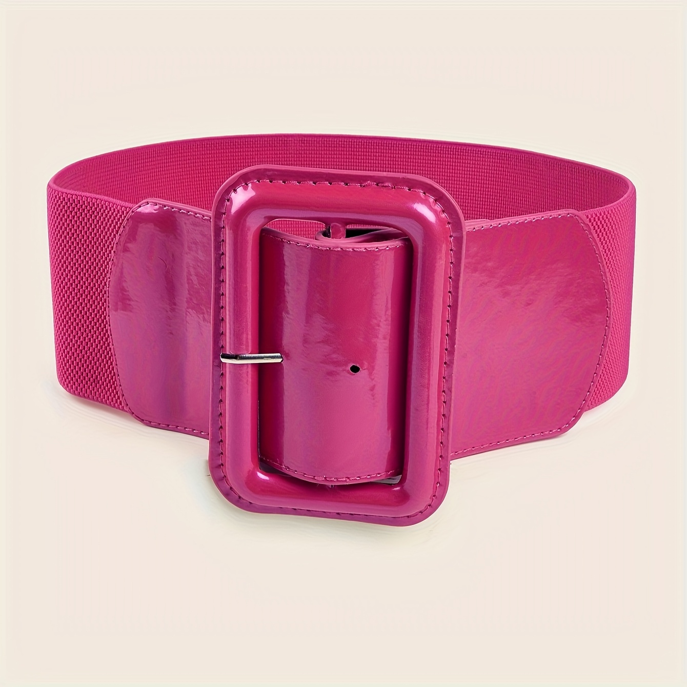 Women's Vintage Elastic Waist Belt With Square Casual Stretch Waistband