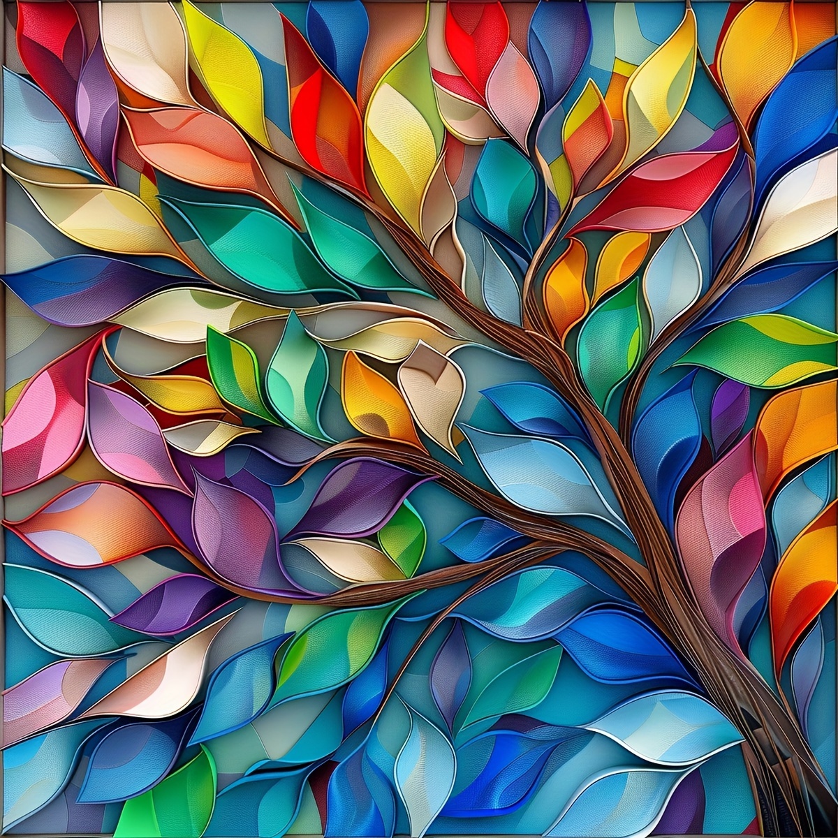 

Artistic 5d Diamond Painting Kit: Colorful Tree Of Life, 40x40cm/15.7x15.7inch, Round Diamond Shapes, Acrylic (pmma) Material