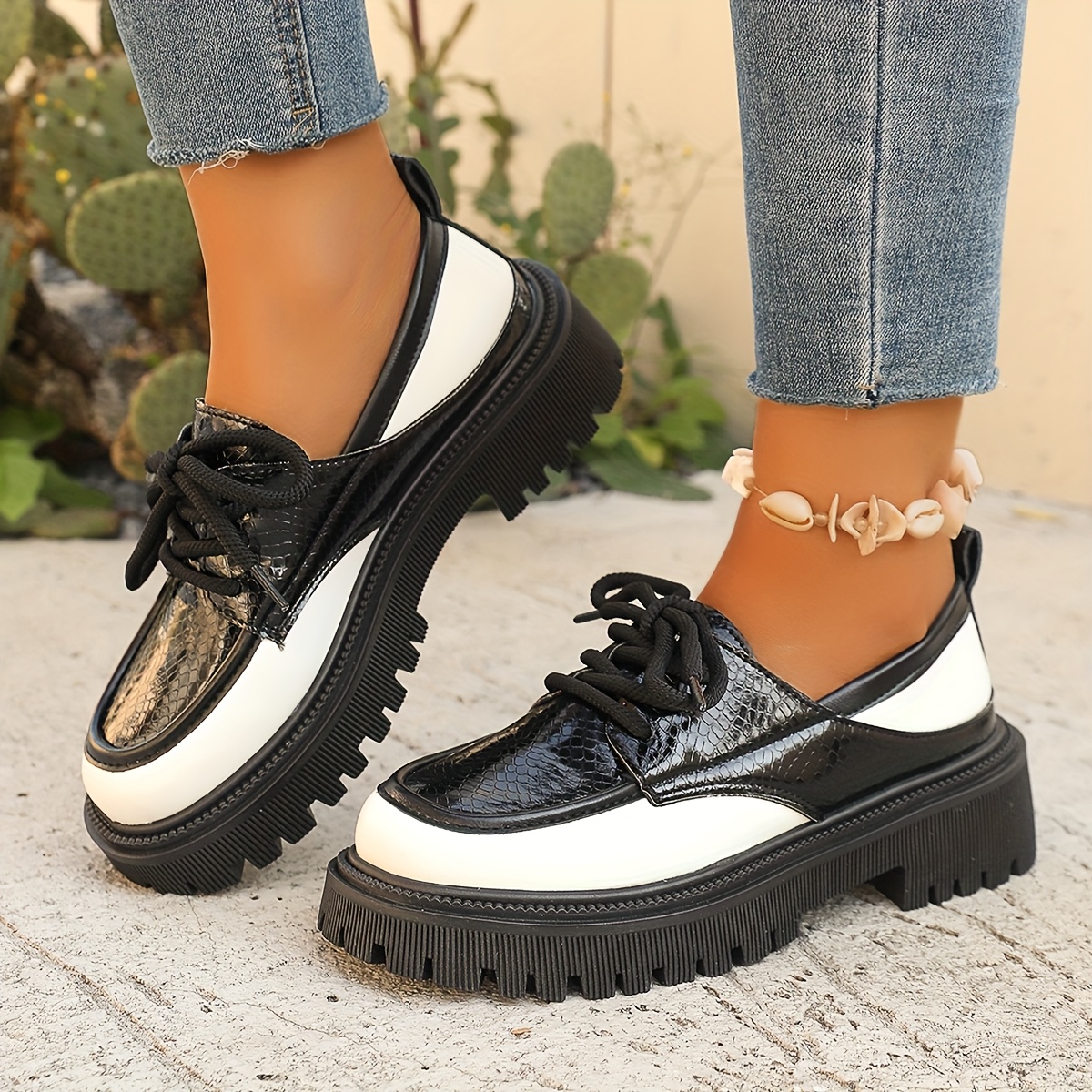 Women's Chunky Platform Penny Loafers Slip-On Round-Toe Dress Shoes with  Thick Rubber Sole (Vulcanized-like) Upper Brown/Black/Coffee Casual 