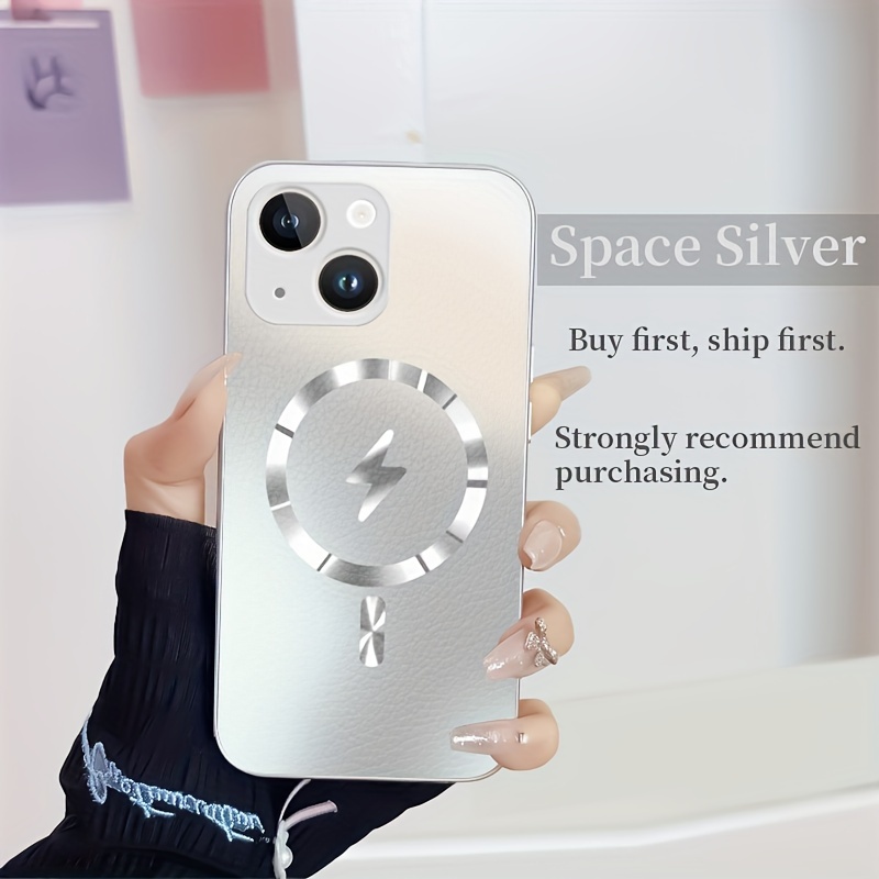 

Bolt Magnetic Pattern Metal Paint Faux Leather Phone Case For 15/14/13/12/20/x/xs/xr/xs Pro/max/plus - Durable Protection With Modern Design