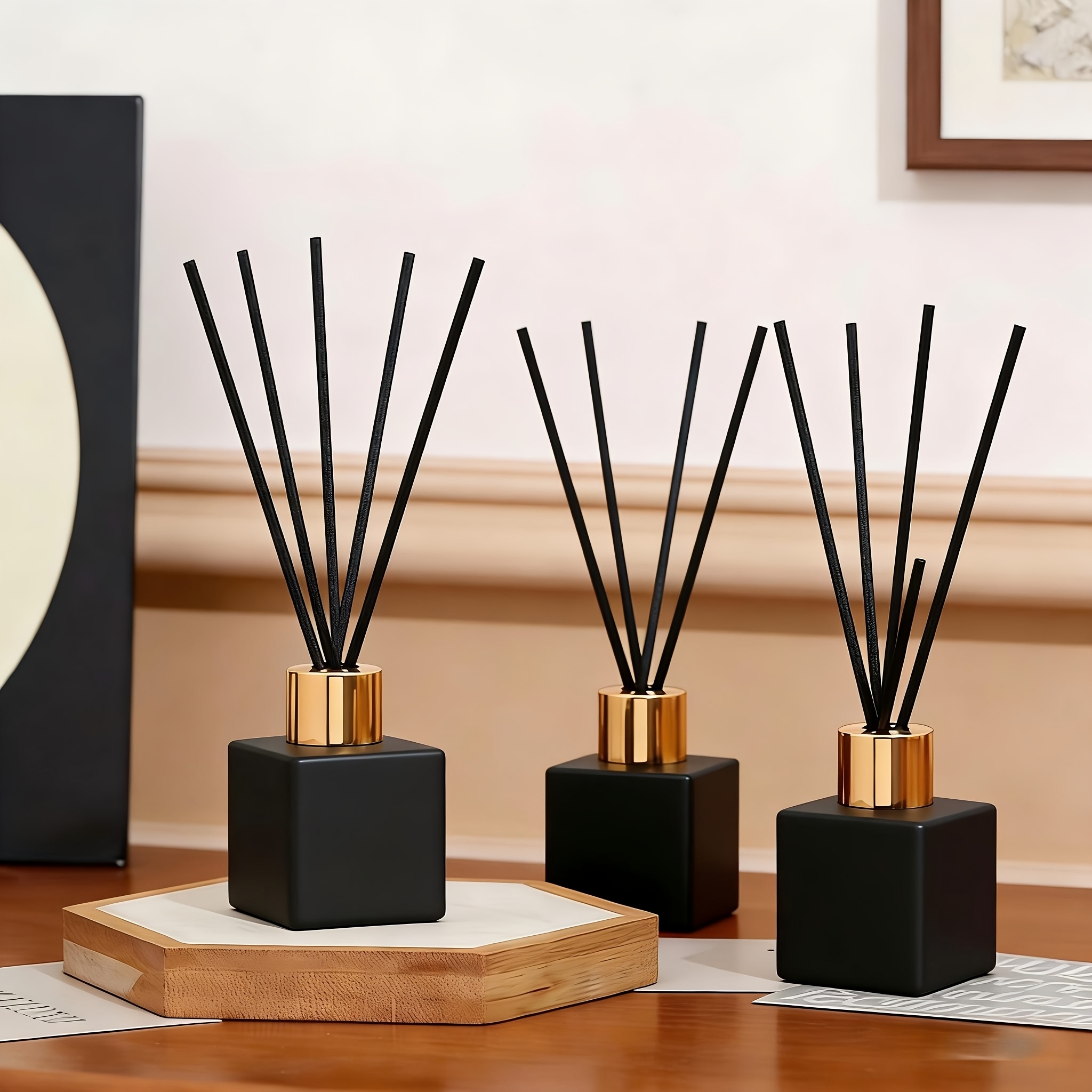 TEMU Lot de 3 flacons carrés vides noirs mats, accessoires de parfum , diffuseurs, bouteilles rechargeables multifonctionnelles, adaptés pour la