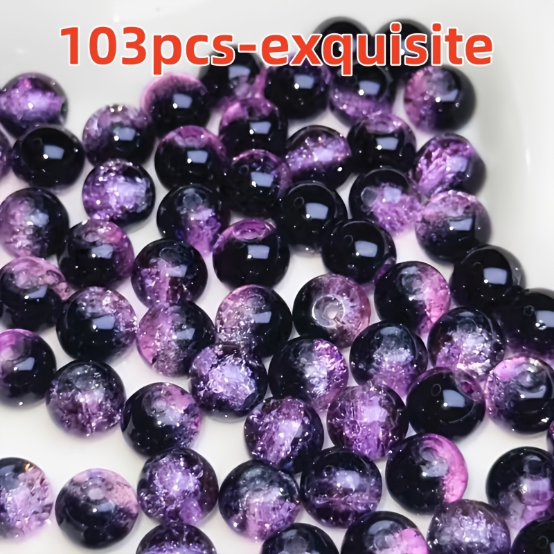 TEMU 103pcs Perles craquelées noires et de 8mm pour ajouts de bijoux, parfaites pour la fabrication de bijoux main, perles de bracelets d', série