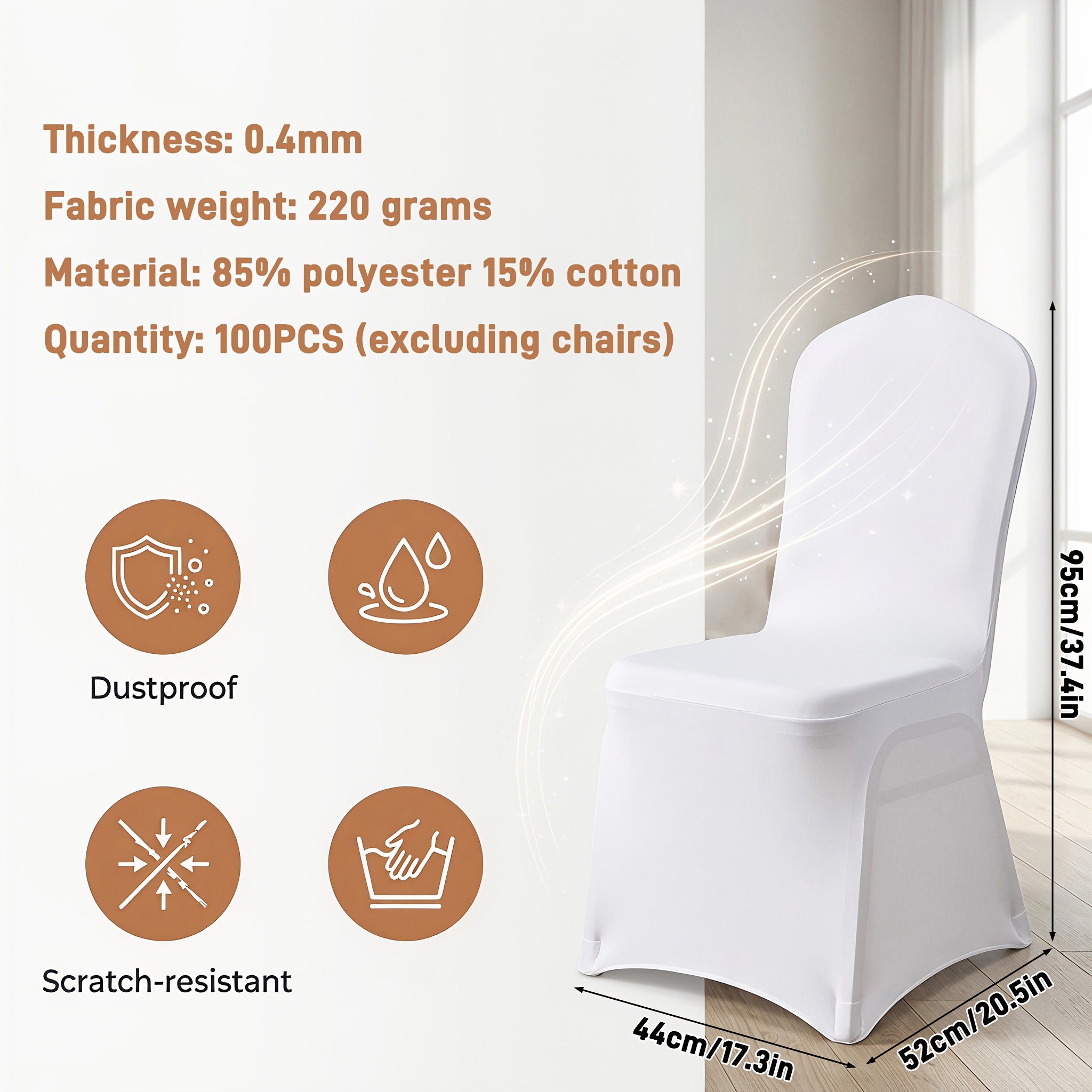 Image of 50-100pcs Stretch Chair Covers Home Decor Full Enveloping Dining Chair Covers Conference Chair Covers Office Chair Covers Machine Washable Multipack Set