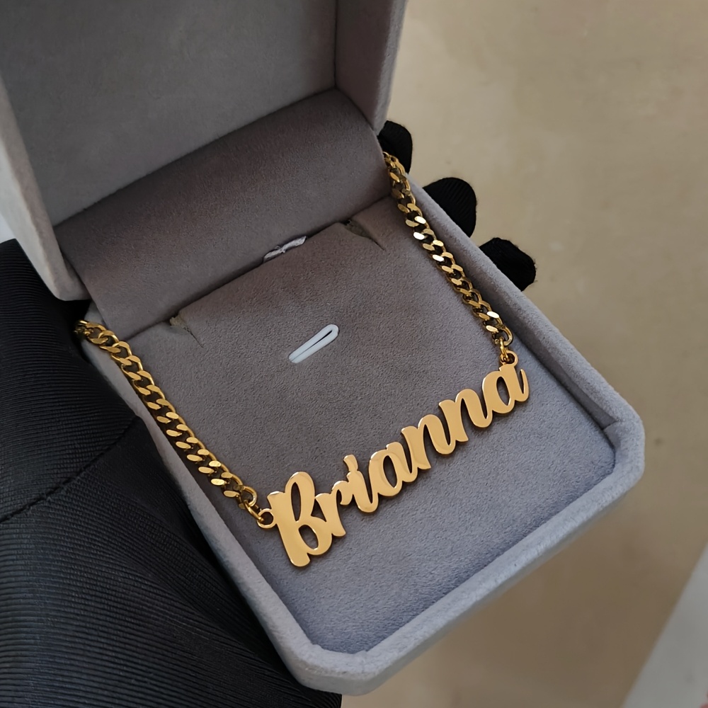 TEMU Custom Name Necklace, Hip-hop Style Cuban Chain Rock Necklace, Personalized Cool Nameplate Pendant, 202 202 202 202 Stainless Steel Party