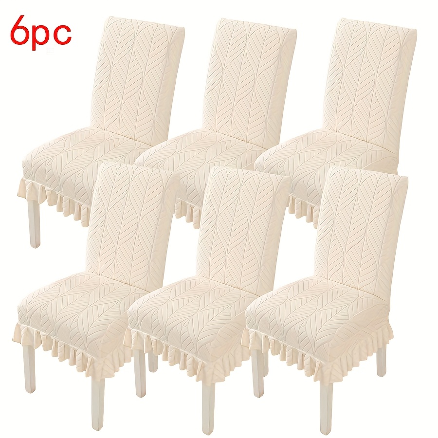 TEMU 4/6pcs Stretch Spandex Chair Slipcovers With Leaf Print And Hem - Machine Washable, Pet-friendly, Durable And Anti-slip, Universal Fit For Hotel