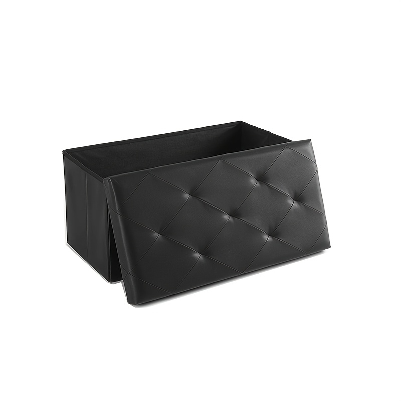 TEMU 30/43 Inch Heavy Duty Folding Storage Ottoman Bench With Shoe Cabinet & Thick Padded Seat - Retro Suitable For Small Spaces, Multifunctional