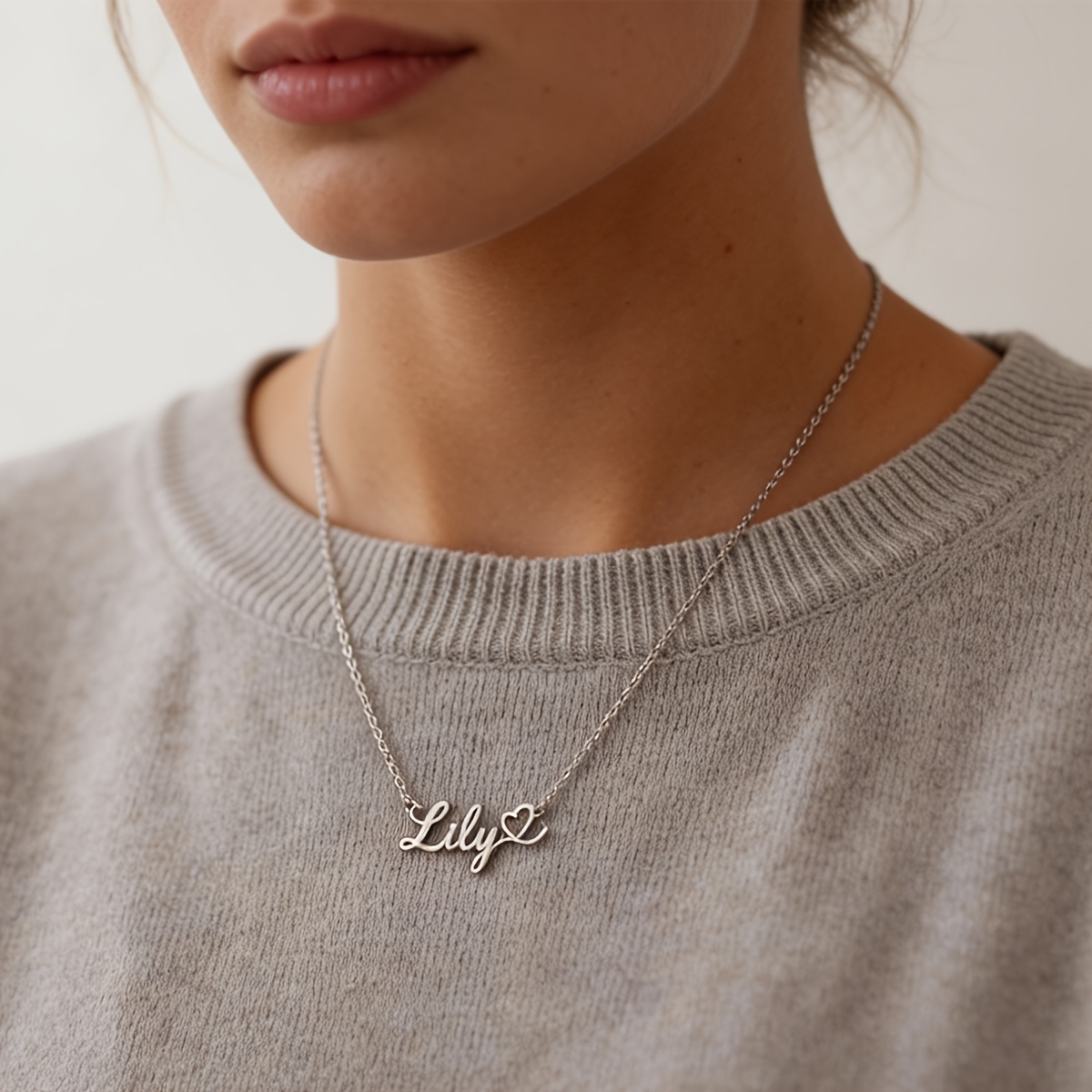 TEMU Women's Custom Name Necklace, Personalized Stainless Steel Everyday Necklace, Mother's Day Custom Jewelry Small Gift, Basic Accessory For Daily