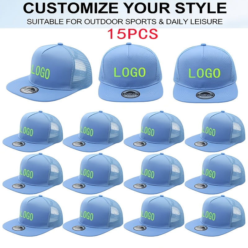 15pcs Personalized Retro Mesh Trucker Hats, Customizable