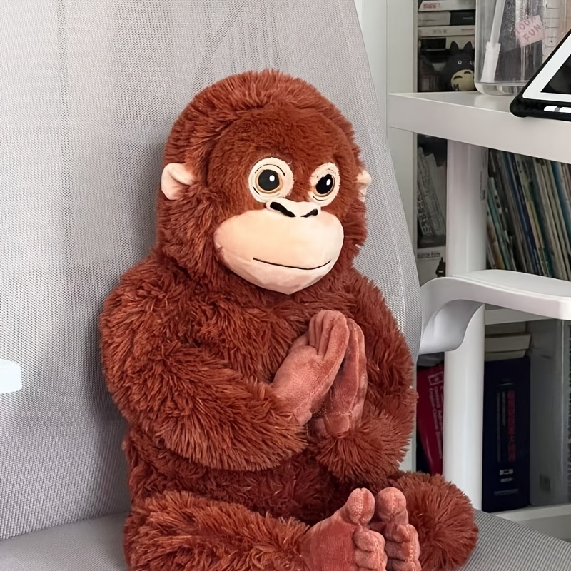 cute plush monkey toy dark brown polyester fiber christmas Temu
