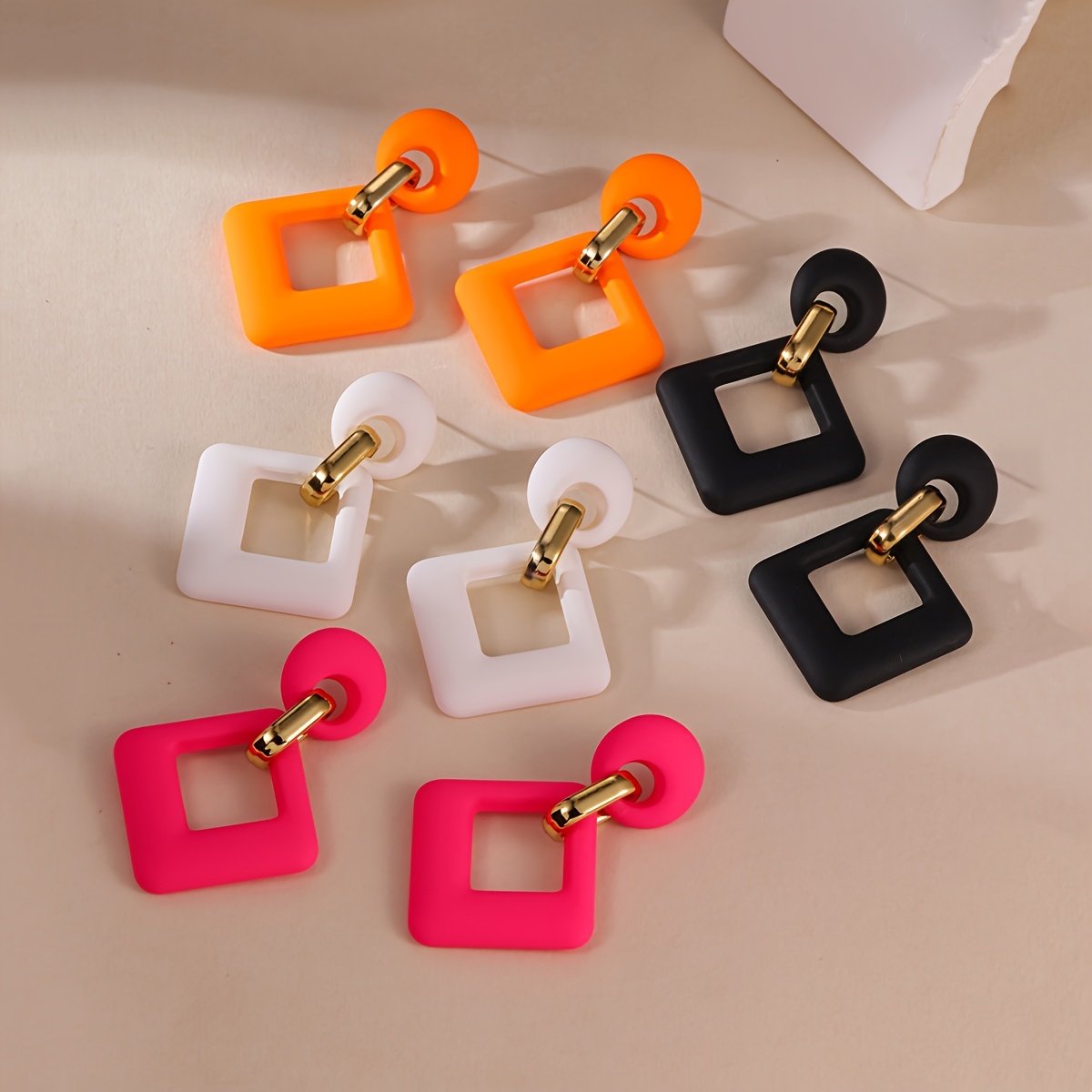 TEMU Rhombus Earrings 4 Pairs Of Women' Versatile Simple Temperament Earrings