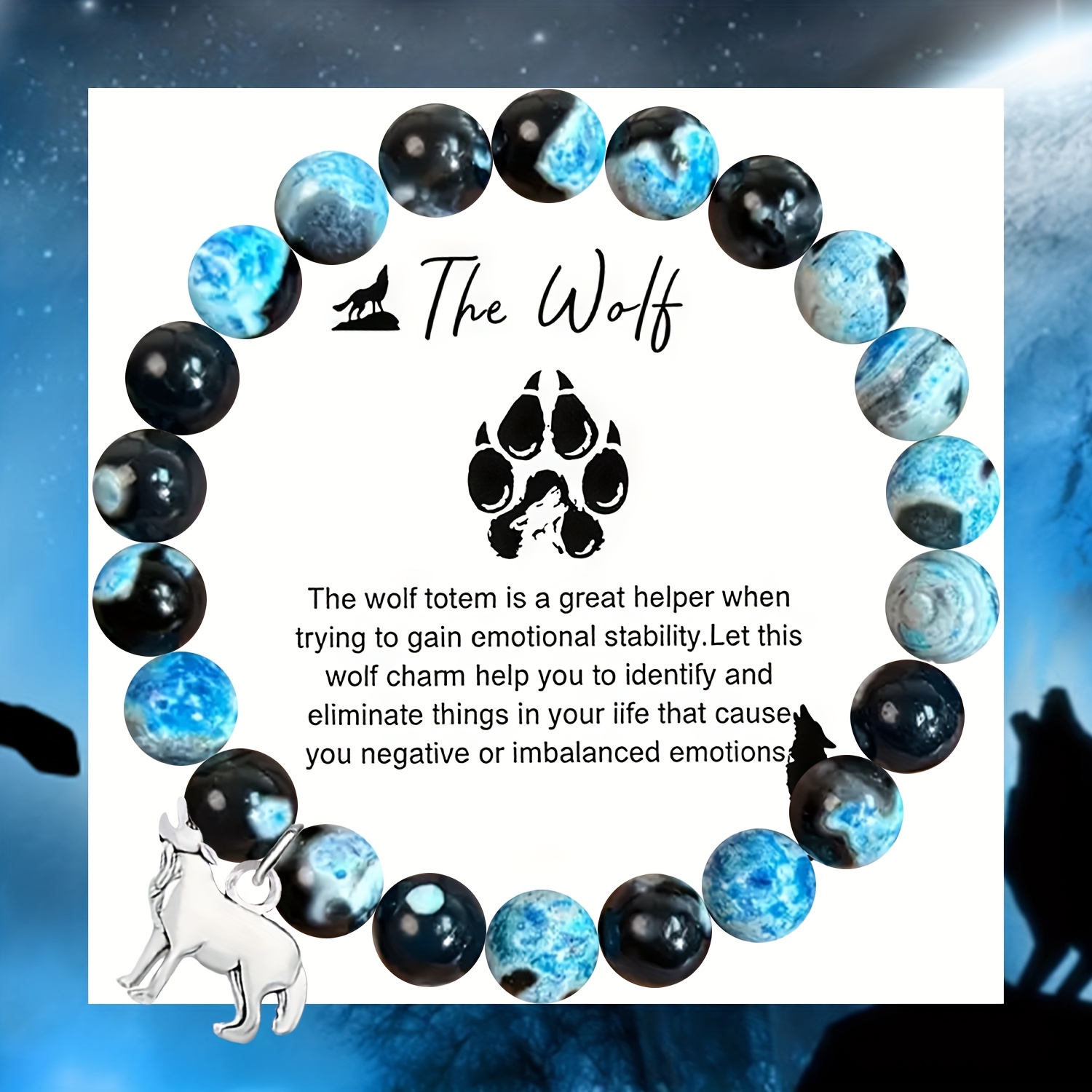TEMU 1pc Thanksgiving Day/christmas Gift, Stocking Stuffers, Wolf Style Bracelet For Women And Men, Wolf Charm Bracelet Inspiration Gift For Daughter