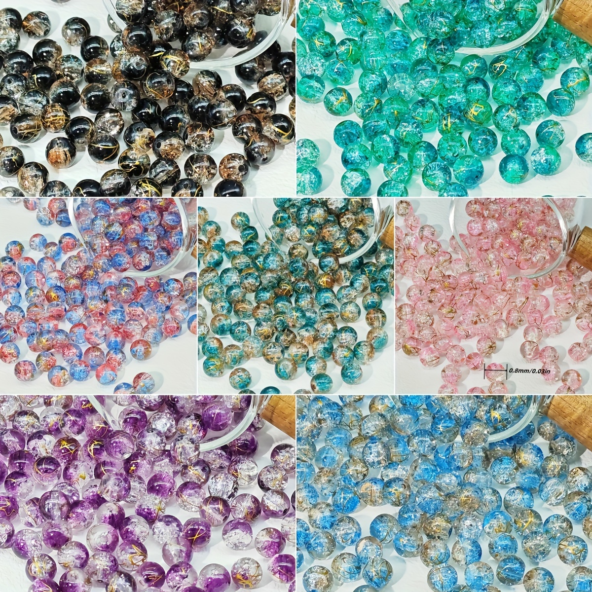 

150 8mm - Crackled , Synthetic Texture For Making, , No For Bracelets, Necklaces &