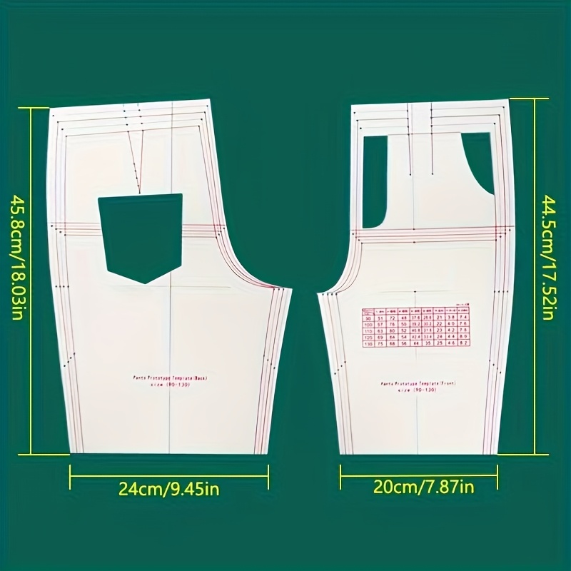 TEMU Regla Profesional para Patrones de Pantalones - Plantilla Multifunción Acrílica Duradera, Ideal los Estilos 35.43-72.44 Pulgadas, Herramienta de