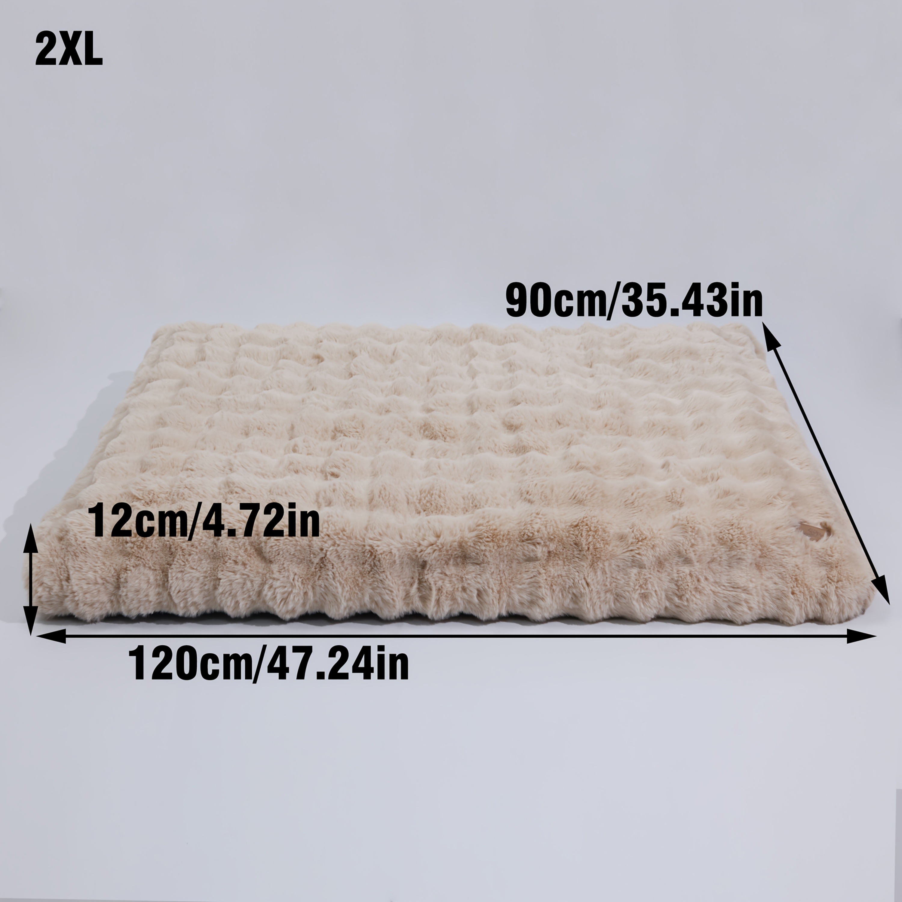 E-shop Hundebett für Innen- Außenbereich 120*90*12cm mit flauschigem Plüschkissen weichem PU-Schaum, abnehmbarer waschbarer Bezug, gemütliche Kausmatte