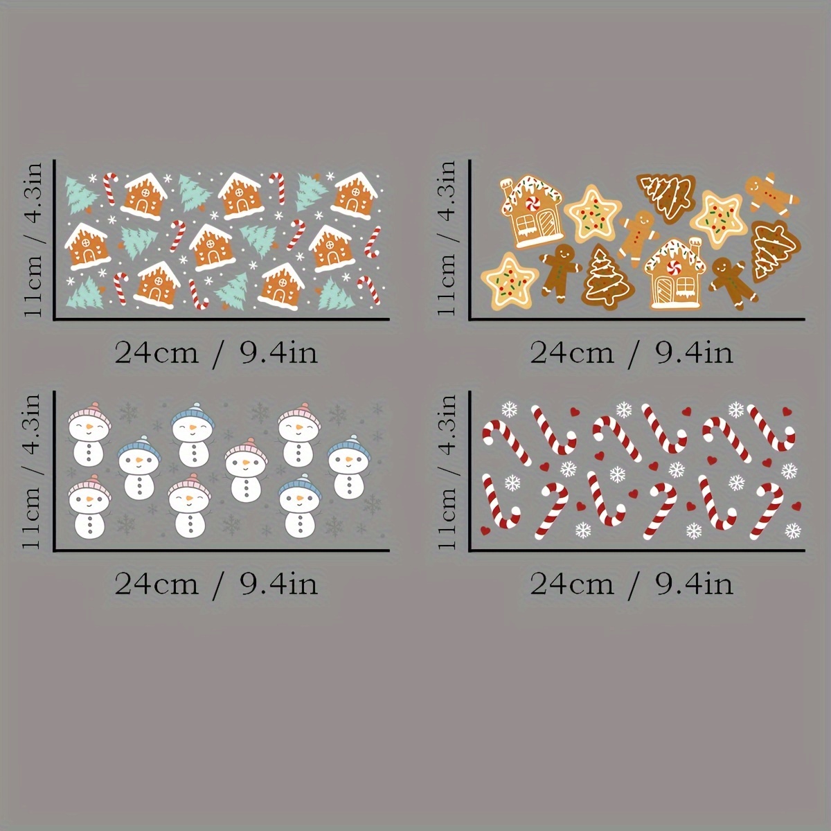 TEMU Lot de 4 Autocollants de Gobelet en Plastique Thème Noël UV DTF, Étanches & Résistants aux Rayures, Papier de Transfert Cristal 3D pour Gobelets