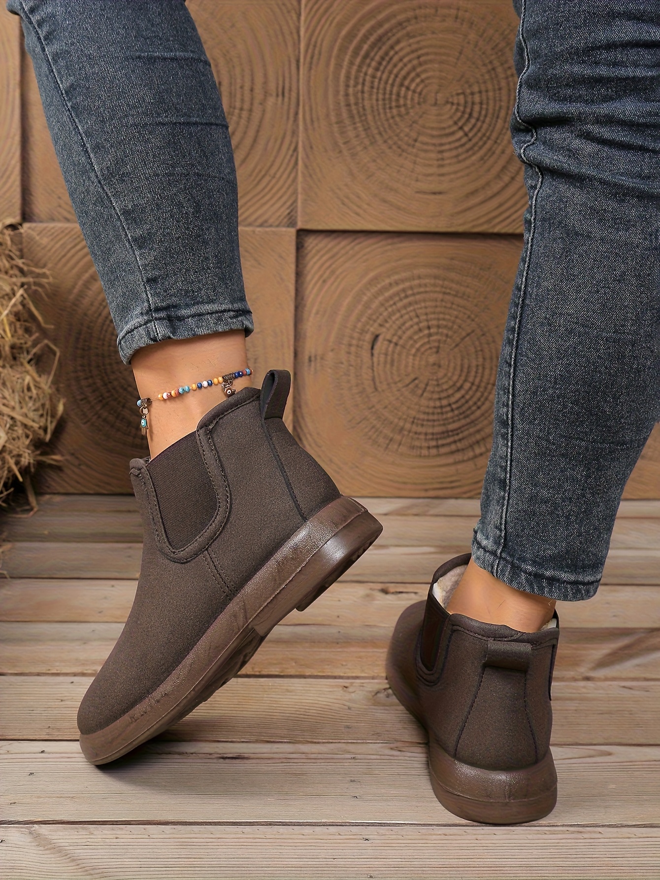 womens winter boots slip on flat heel ankle boots with cushioned insole non slip eva sole cozy fleece lined cold weather shoes for moms office Product details 19