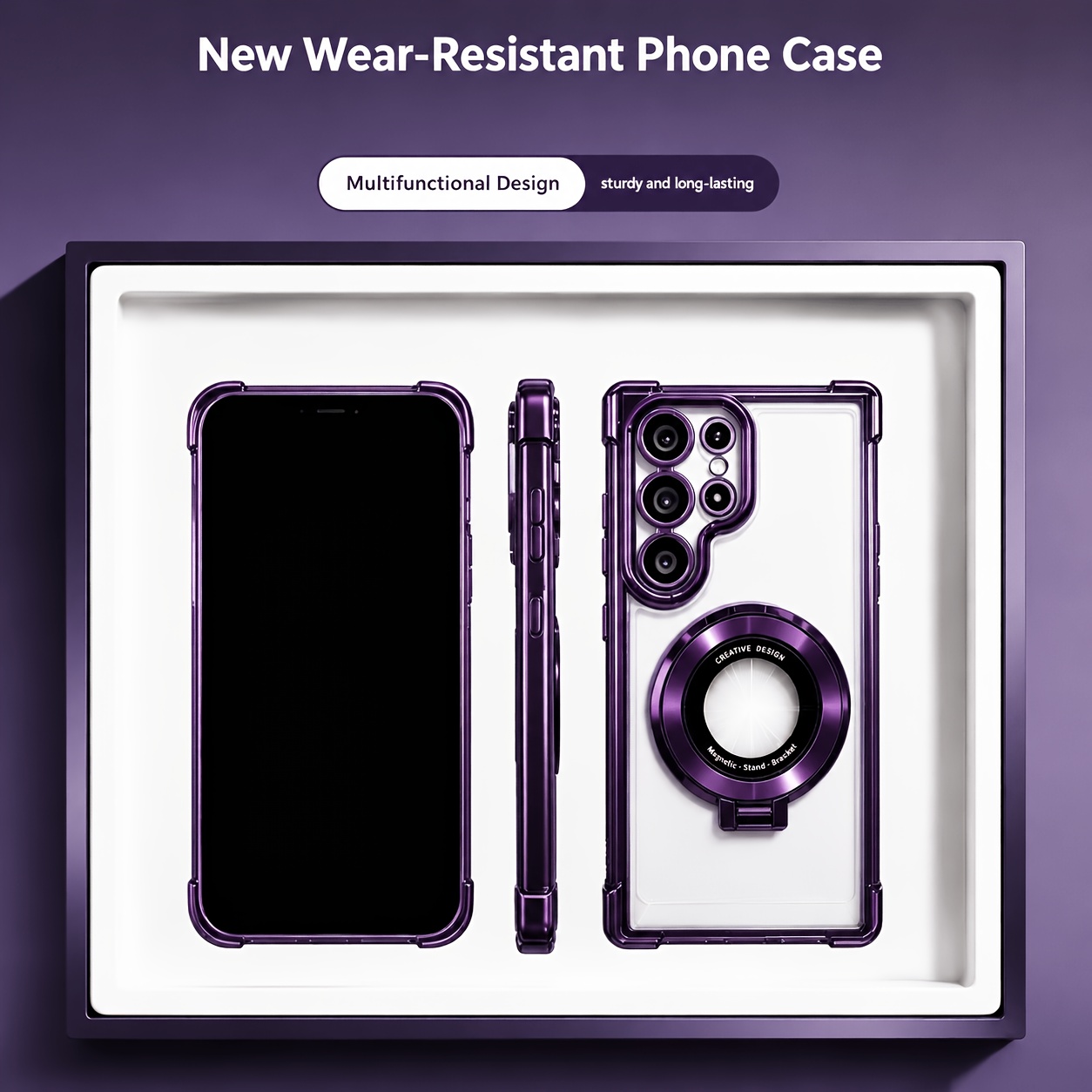 Image of Luxury Magnetic Fold Stand Plating Phone Case Suitable For For Galaxy S26, S25 Edge, S24 Ultra, S23 Fe, S22 Plus Wireless Charging Transparent Cover