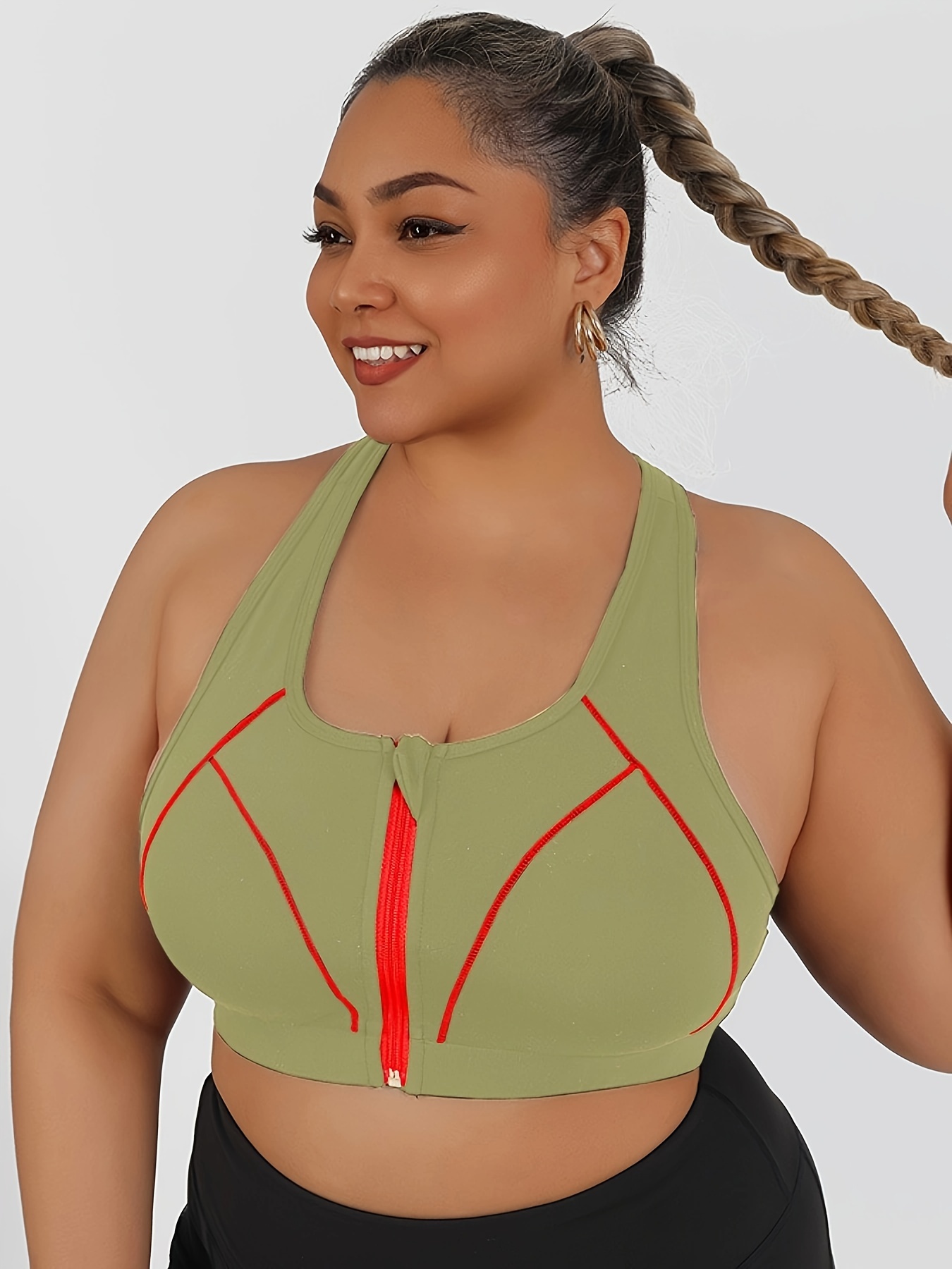 High-intensity Collision Color Fitness Bra With Front Zipper, One-piece Outerwear, Beautiful Back, Anti-sagging Yoga Vest