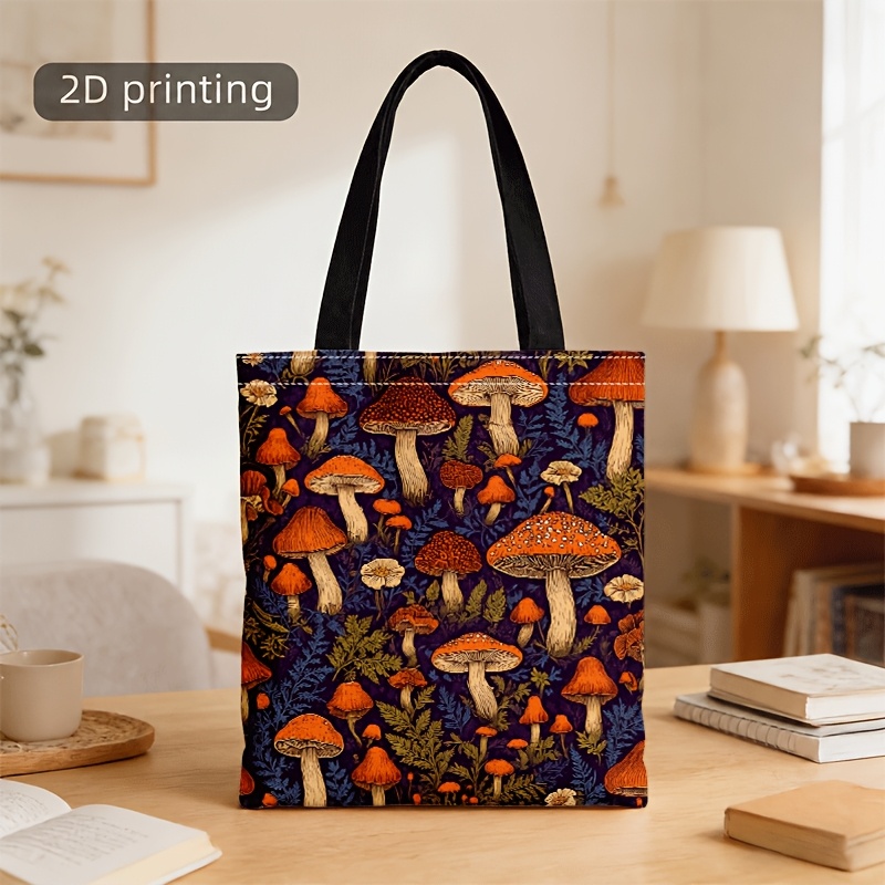 TEMU Bolso bandolera y de para , estampado vintage de hongo, bolso tote y bandolera , artístico y versátil, unisex para el trabajo y salidas