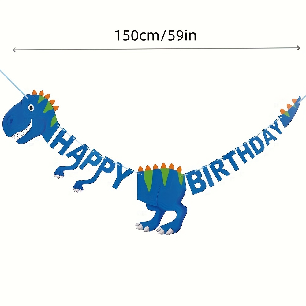 Image of 1pc "happy Birthday" Banner - Vibrant Party Decoration For ' Birthdays, Carnival-themed Paper Garland, Dinosaur Toys
