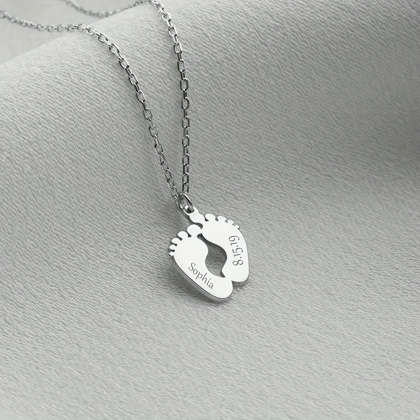 Custom Footprint Pendant Necklace with Engravable Design