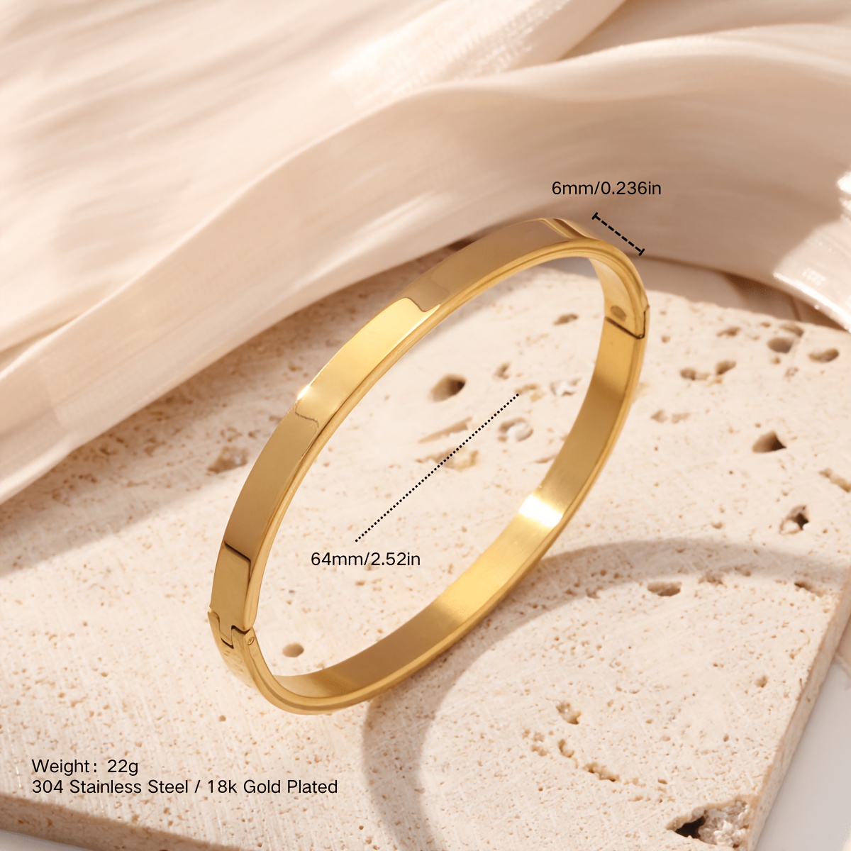 Family Style Glossy Bangle — 18K Gold Plated Minimalist Design