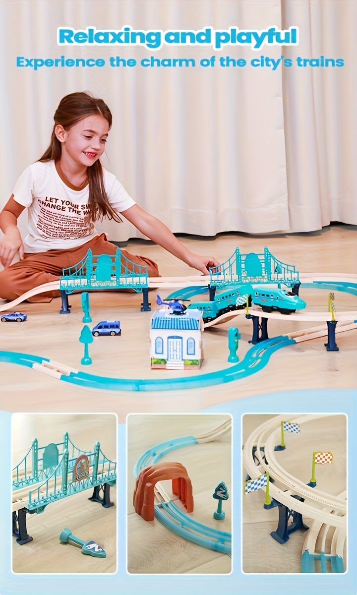 Electric Train Set, Track Head, Passenger Car, Glow-in-the-dark Track, Lights And Sounds Transformable DIY Train Set for Kids Over 3 Years Old Birthday Halloween, Christmas Gifts, Best for Christmas