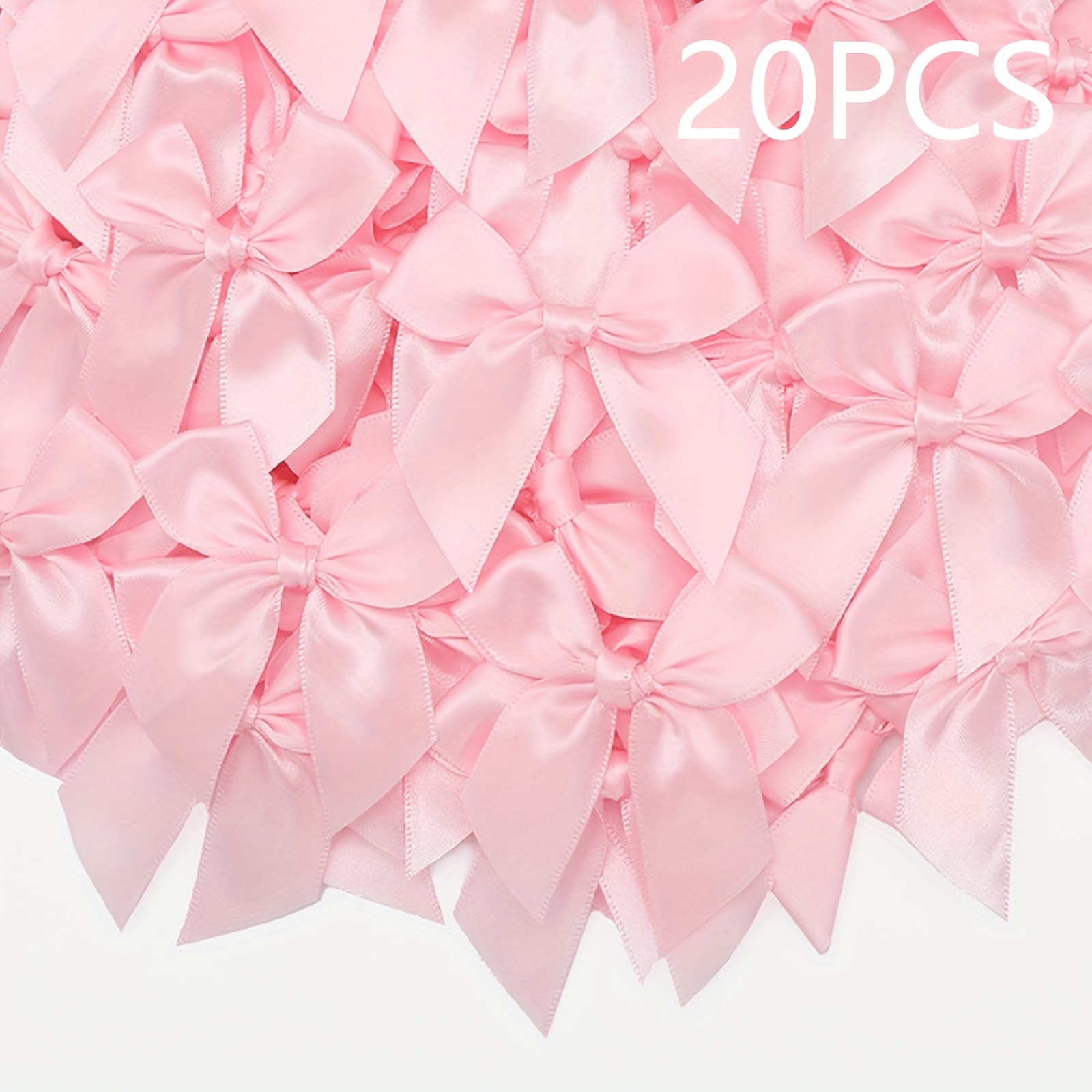 

20pcs, Large Satin Ribbon Bows Knot Craft Bows (3.1"x2.8") Pink White Small Flower Gift Tie Wedding Decoration Bow Bowknot Diy Party Baking Decoration