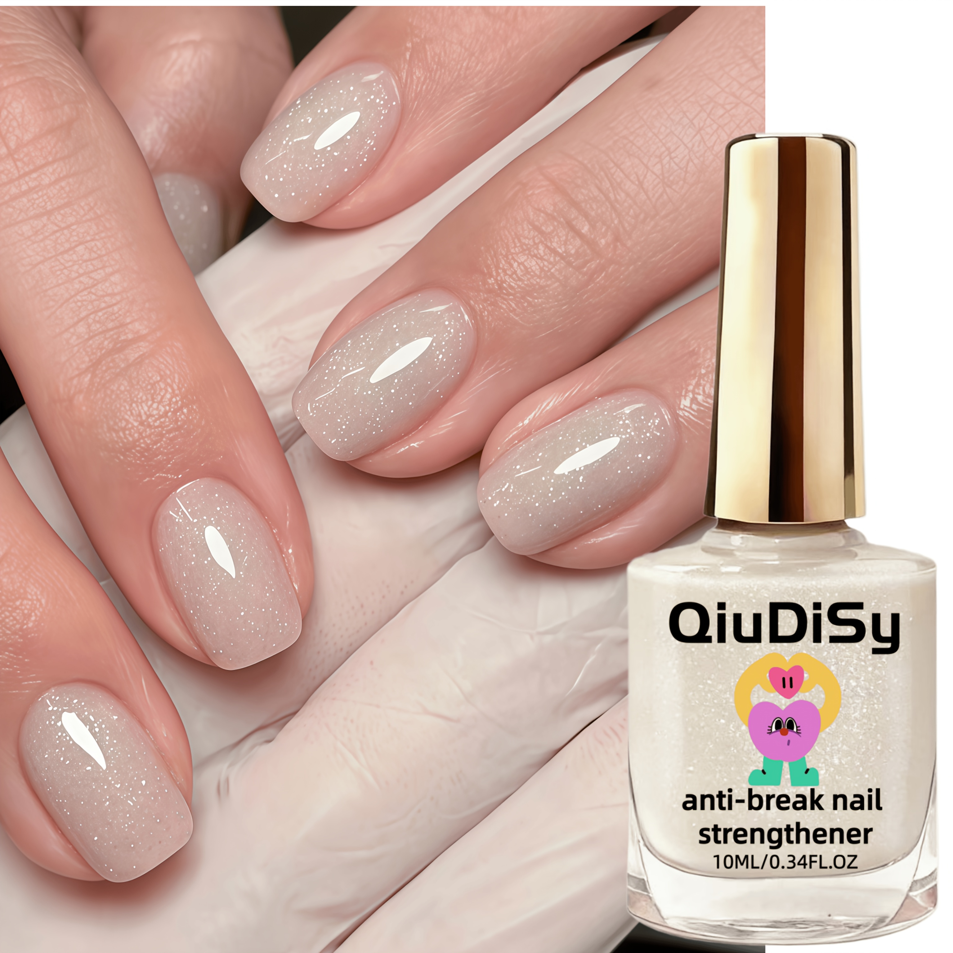 shimmering crushed milky white nail strengthener long lasting   natural drying easy to apply and dry