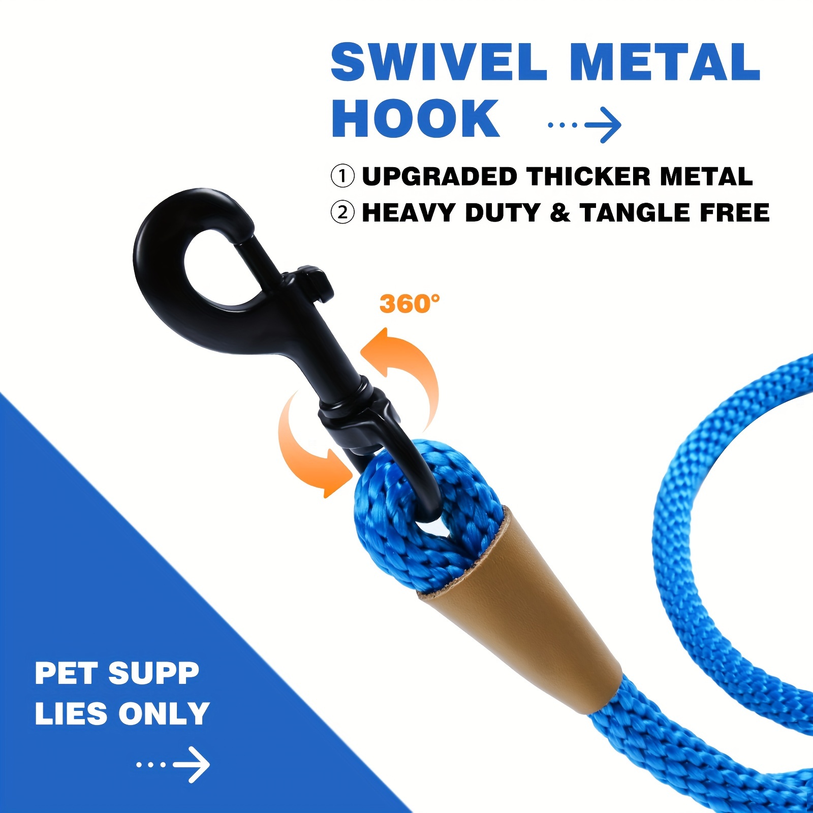 Durable Nylon Dog Leash, Strong Braided Rope for Walking Dogs