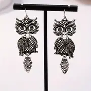 Bohemian Retro Style Owl Dangle Earrings, Vintage Western Hollow Metal ...