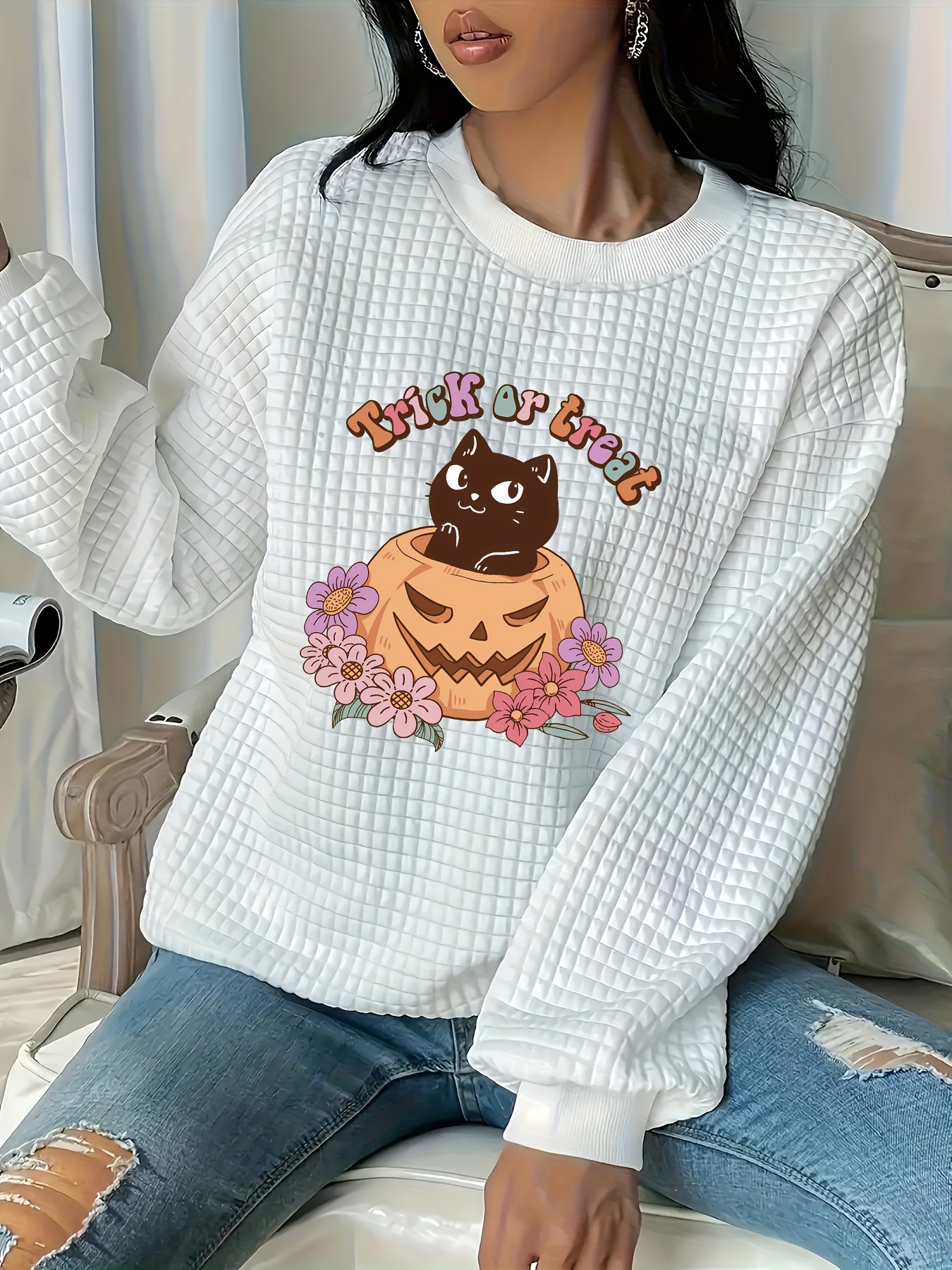 sudadera cuello estampado halloween jersey Temu Uruguay