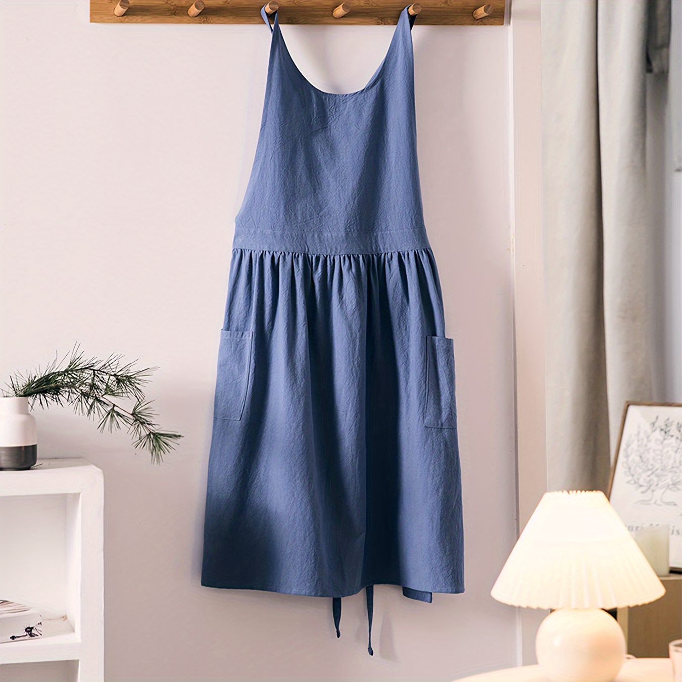 Image of 1pc Home Apron With Multi-pockets Suitable For Florist Coffee Shop Painting Room Restaurant Work Apron
