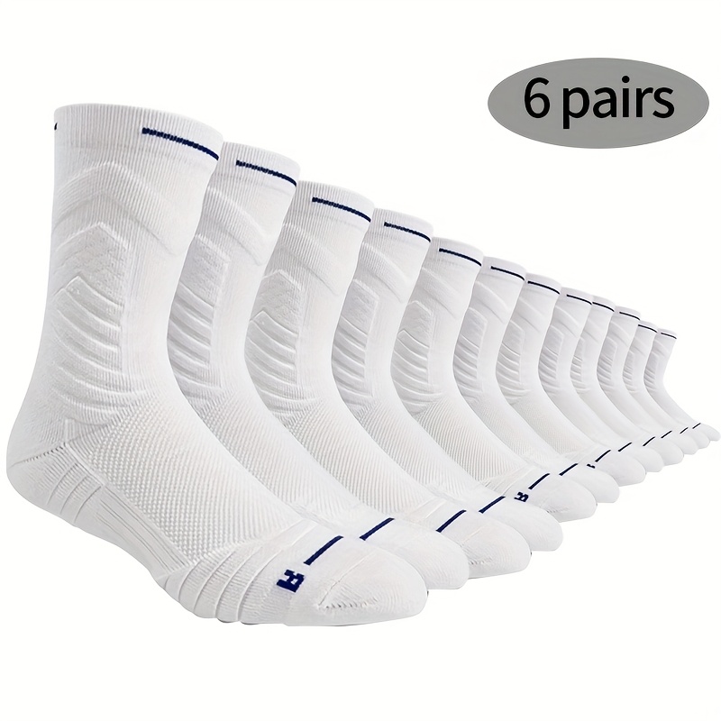 TEMU 4-pair/6-pair Basketball Socks, Thickened Terry Cloth Sole, Sweat-absorbent, Breathable, And Anti-slip, Suitable For Men's And Women's