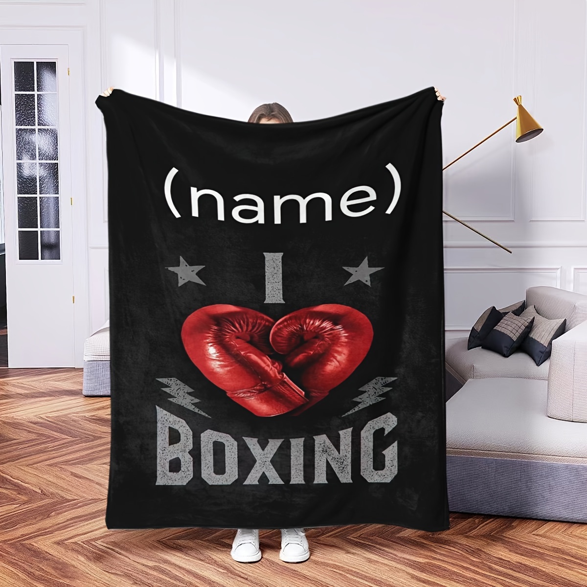 

Personalized Boxing- Flannel Blanket - Name For , , Or | For , Bed, , , | Unique