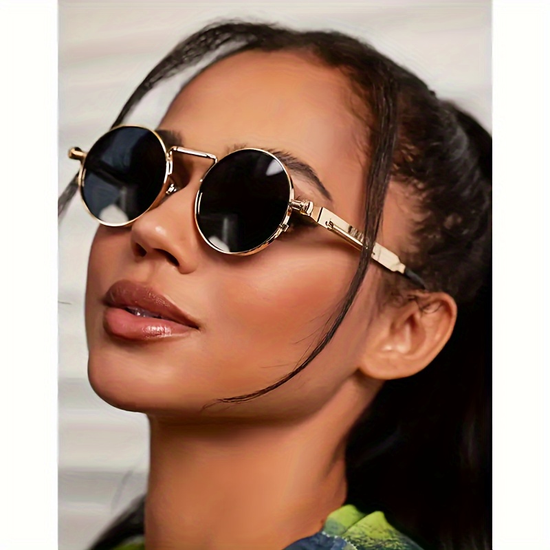 

1pc Small Round Frame Industrial Style Fashion Glasses