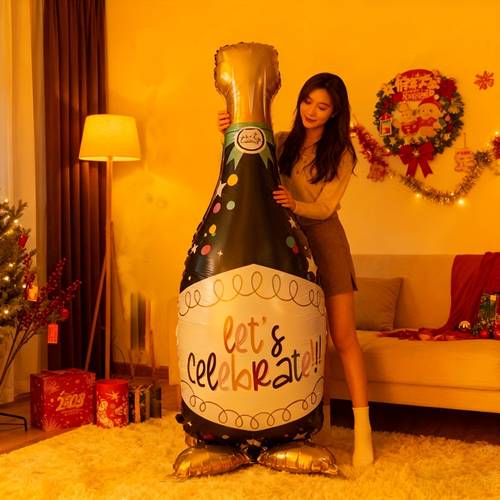 64 inch large standing bottle balloon 1pc balloon with wide base suitable for oktoberfest birthday parties weddings engagements bachelor parties anniversaries and other holiday decorations christmas festive decor for indoor