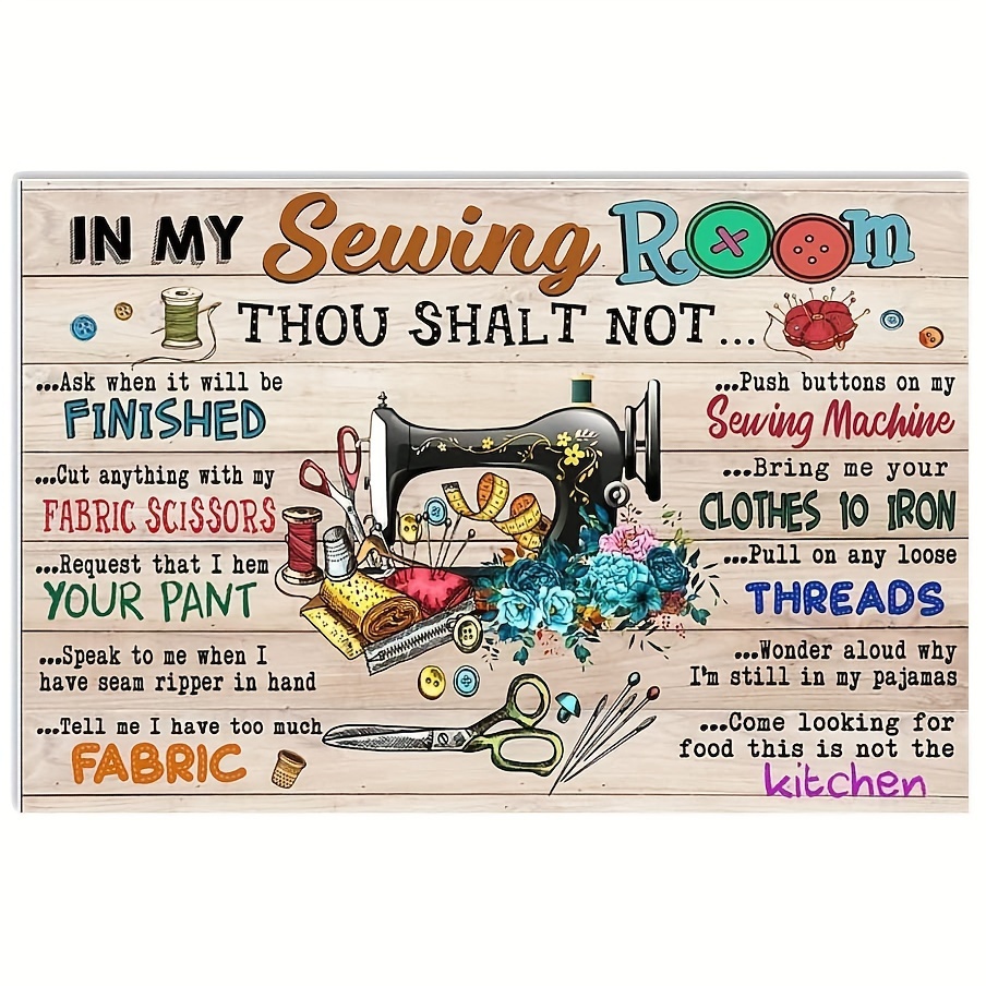 

1pc Retro Sewing Metal Tin Sign In My Sewing Room Horizontal Poster Wall Decor Gift For Bedroom Restaurant Farm Bathroom Cafe School Vintage Plaque 8 X12 Inch