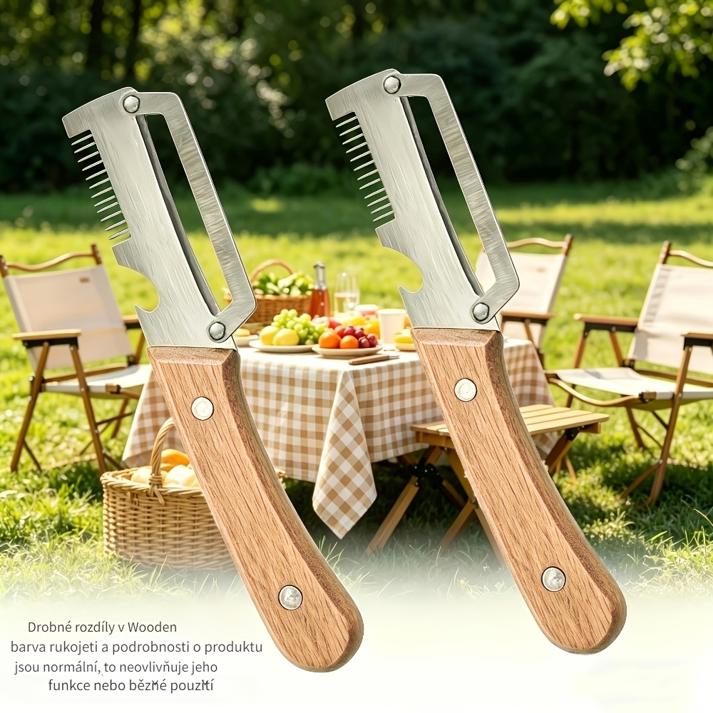TEMU 2 pezzi Pelapatate per frutta e in acciaio inossidabile resistente (color chiaro), ergonomico in legno con lama spessa e affilata, pelapatate e