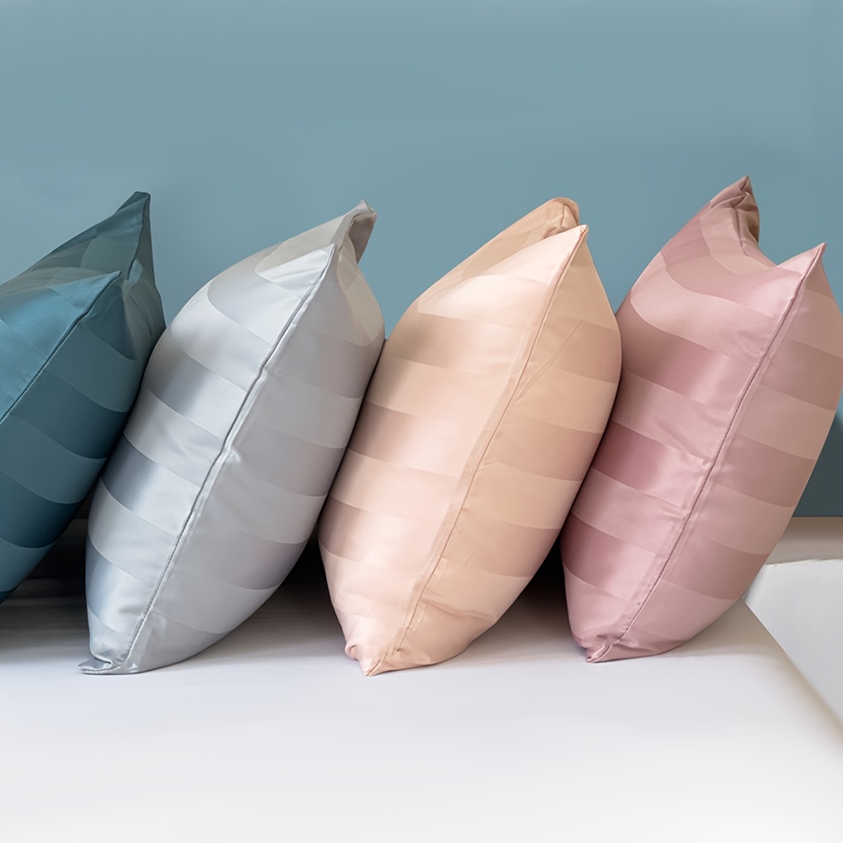 2-пакет мягких наволочек   satin, шелковисто-гладкая упаковка, полосатый  , предотвращение повреждения волос, устойчивость к морщинам, машинная стирка, 200-250г/м² полиэстер для домашнего использования Детали 2