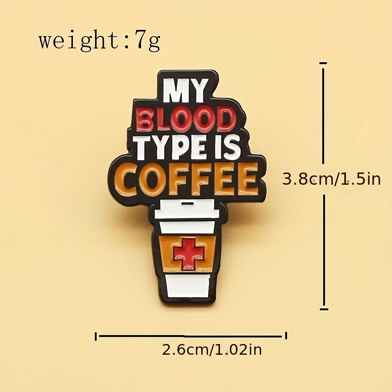 Blood Type Coffee Enamel Pin Cartoon Coffee Pin Badge - Temu