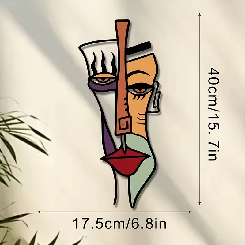 TEMU Sculpture Murale - une Décoration Métallique Abstraite de Masque Facial Inspirée par , pour Suspendre dans une Cabane, une Chambre ou à