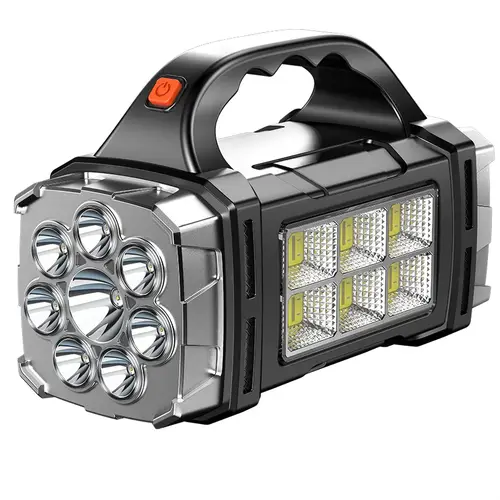 2200mah powerful bright led flashlight usb solar rechargeable portable searchlight long lasting battery powerbank suitable for camping outdoor sports