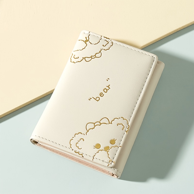 TEMU Stylish Cute Short Folding Wallet For Women. Compact, Fresh Korean Style, Slim Cartoon Purse, Ideal For Students.